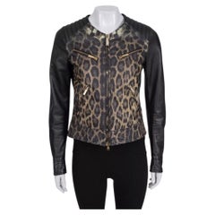 Roberto Cavalli Animal Print Leather Jacket IT 42 with Gold Hardware