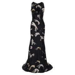 Roberto Cavalli Animal Print Silk Maxi Dress-'90s