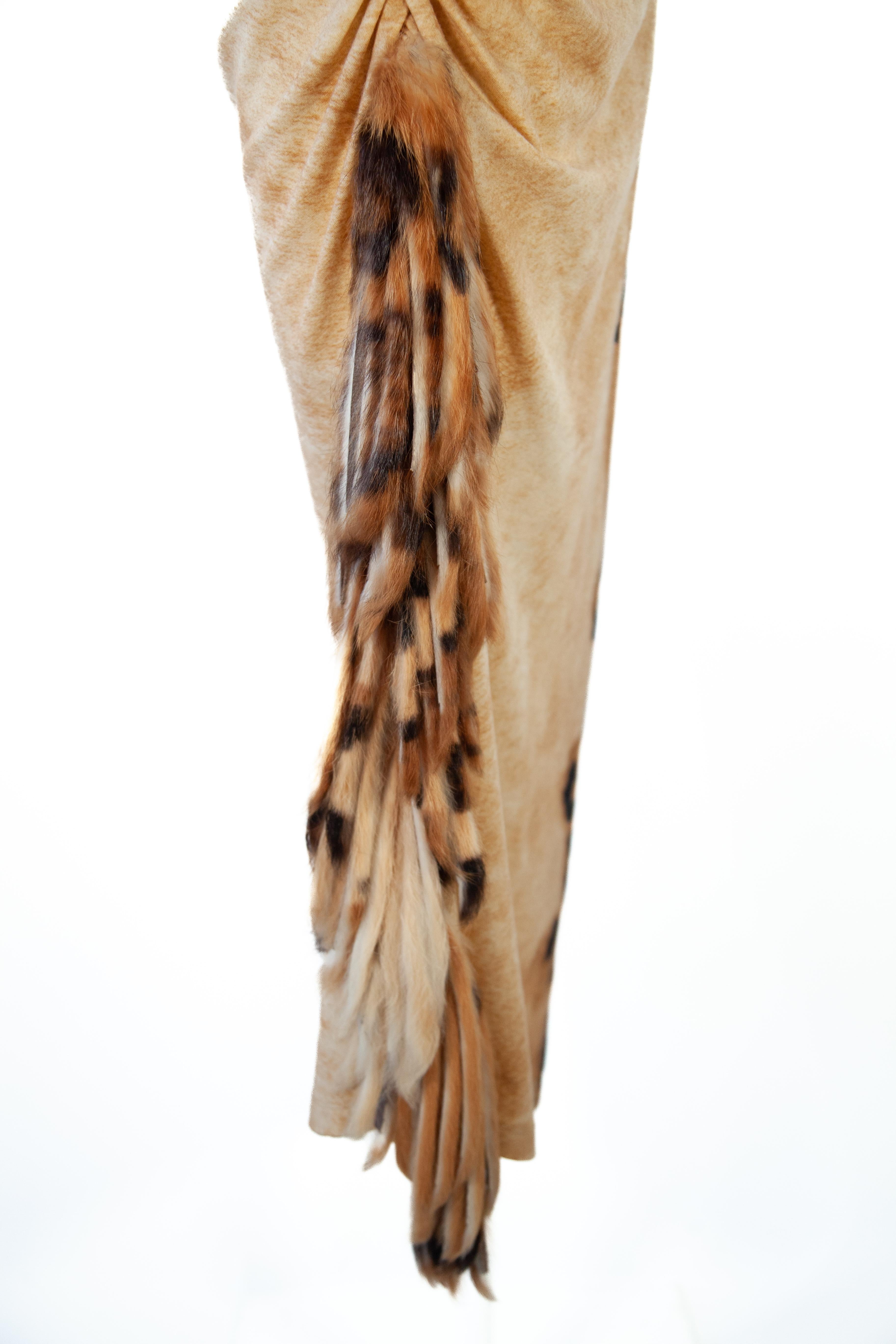 Roberto Cavalli Animal Print Skirt with Fox Fur  In Excellent Condition In Kingston, NY