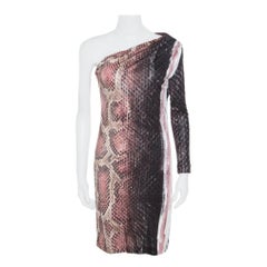 Roberto Cavalli Animal Printed Ruched One Shoulder Dress S