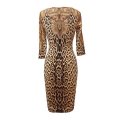 Roberto Cavalli Animalier Print Dress IT 38 Women's 3/4 Sleeve