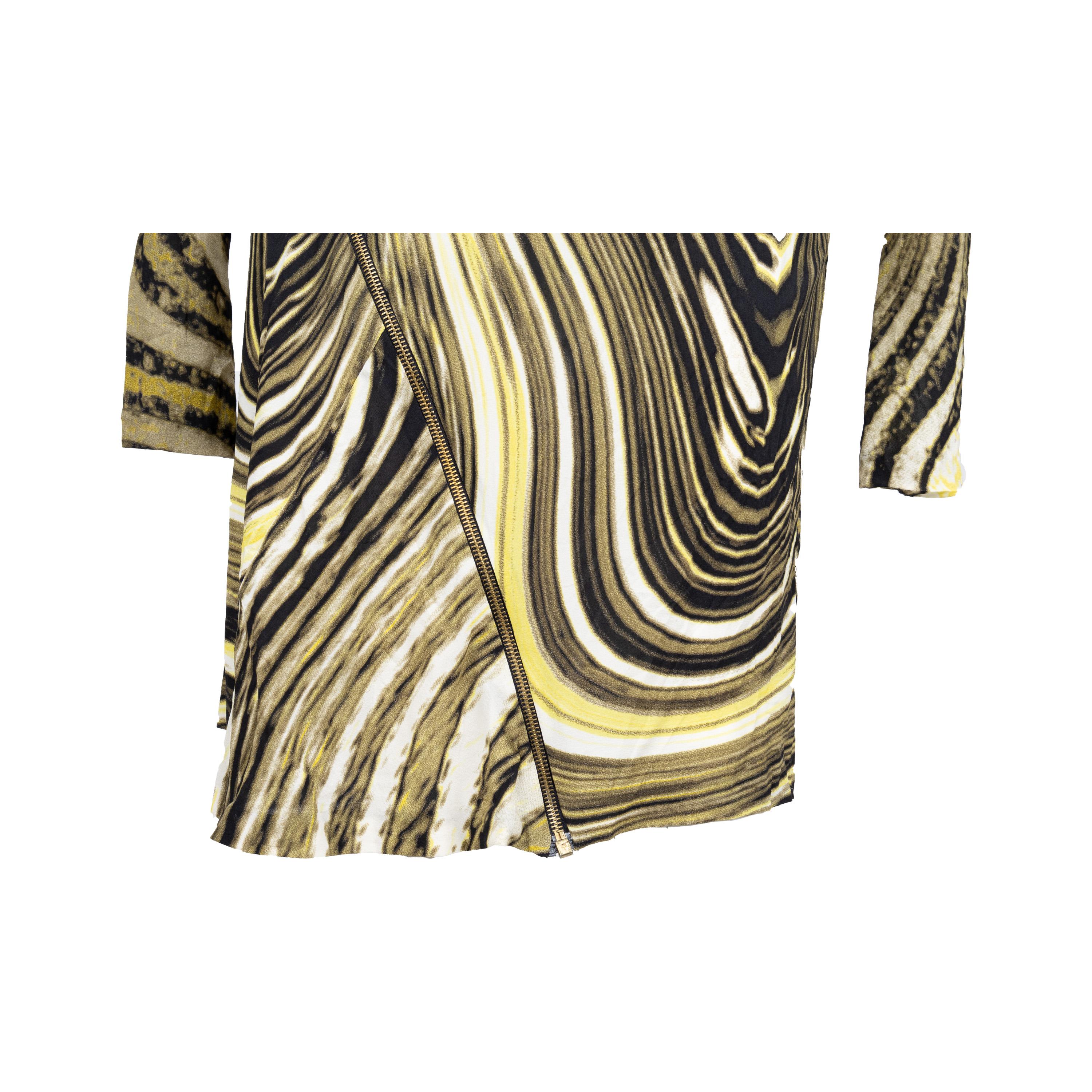 Women's Roberto Cavalli Animalier Print Dress with Front Zipper For Sale