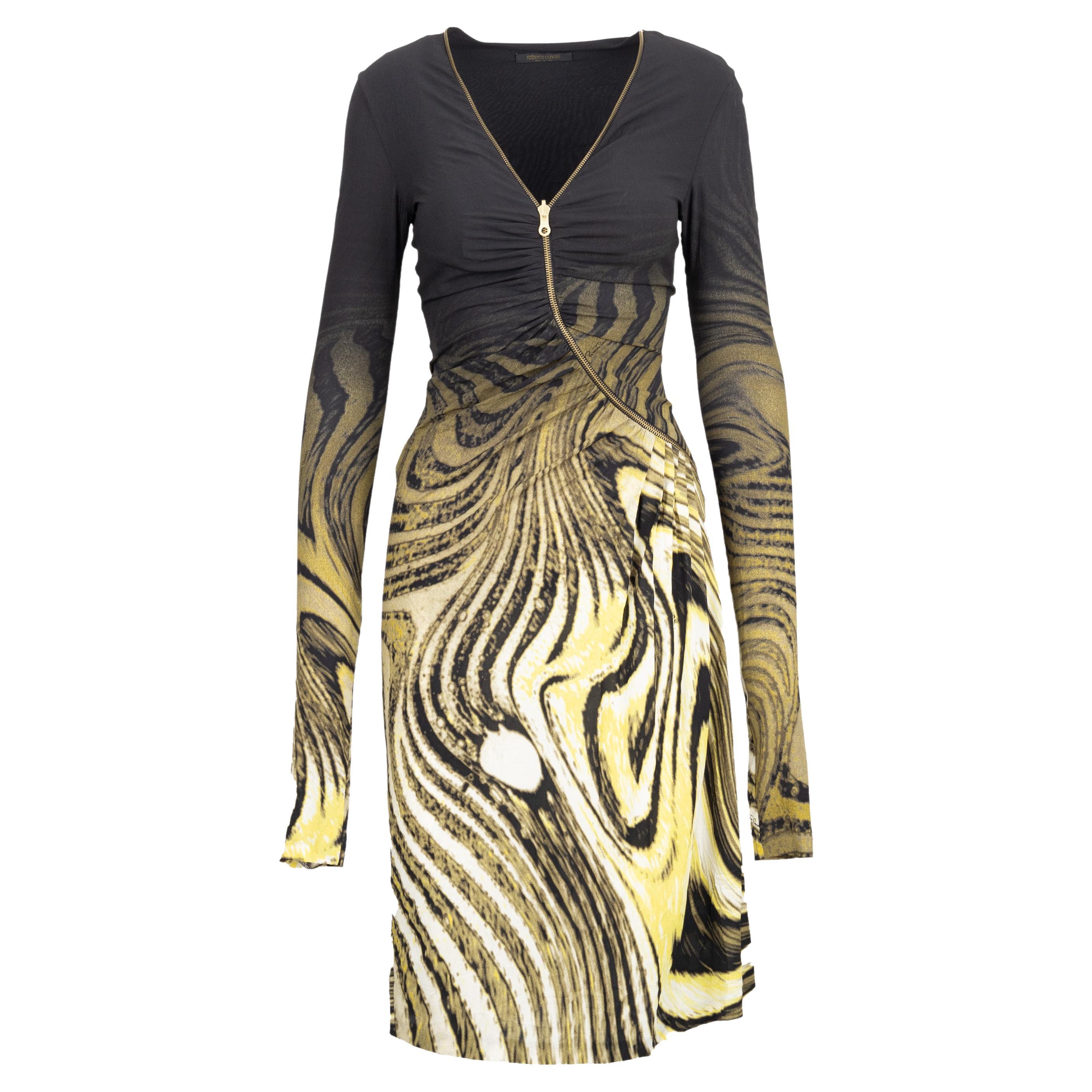 Roberto Cavalli Animalier Print Dress with Front Zipper For Sale
