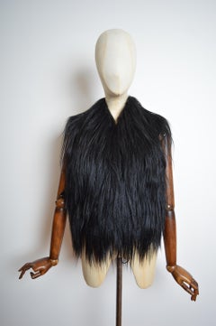 Roberto Cavalli Archival Black Goat Fur Ski Vest Jacket & Matching Snow Boots