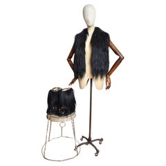 Roberto Cavalli Archival Black Goat Fur Ski Vest Jacket & Matching Snow Boots