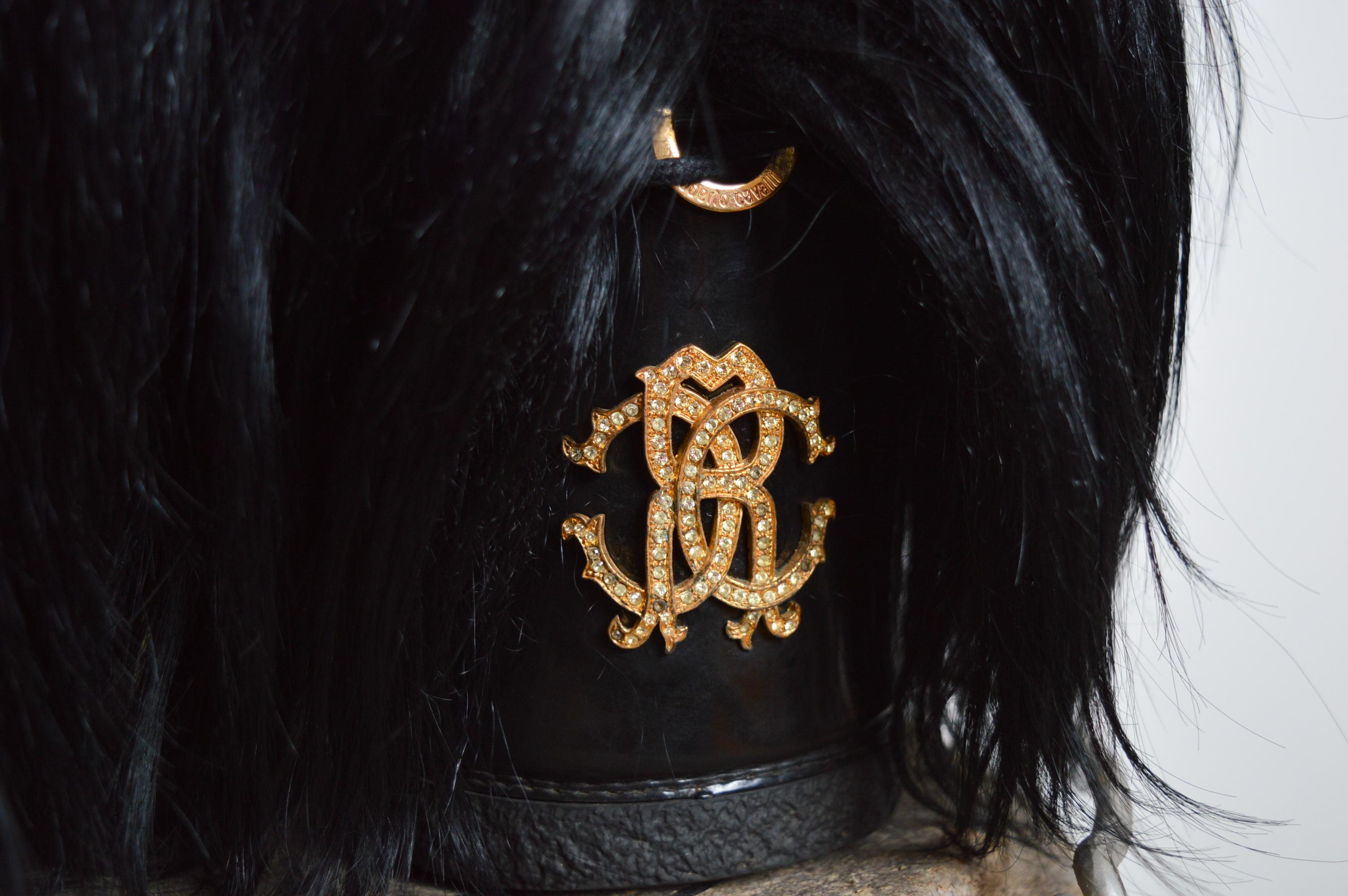 Roberto Cavalli Archival Chaleco de esquí de piel de cabra Kidassia negro y botas de nieve a juego en venta 4