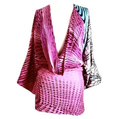 ROBERTO CAVALLI Archival  S/S 2001 Psychedelic Illusion Print Silk Mini Dress