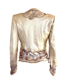 ROBERTO CAVALLI Archival S/S 2007 Gold Metallic Lasercut Leather Dragon Jacket
