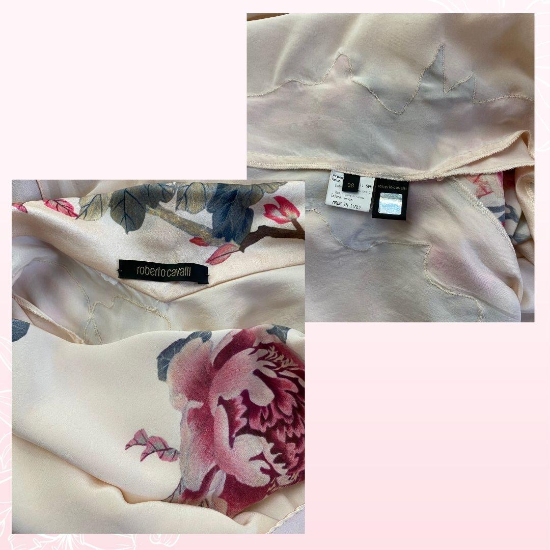 Roberto Cavalli Asian Inspired Peach Floral Evening Gown S/S 2006 Size 38IT 1