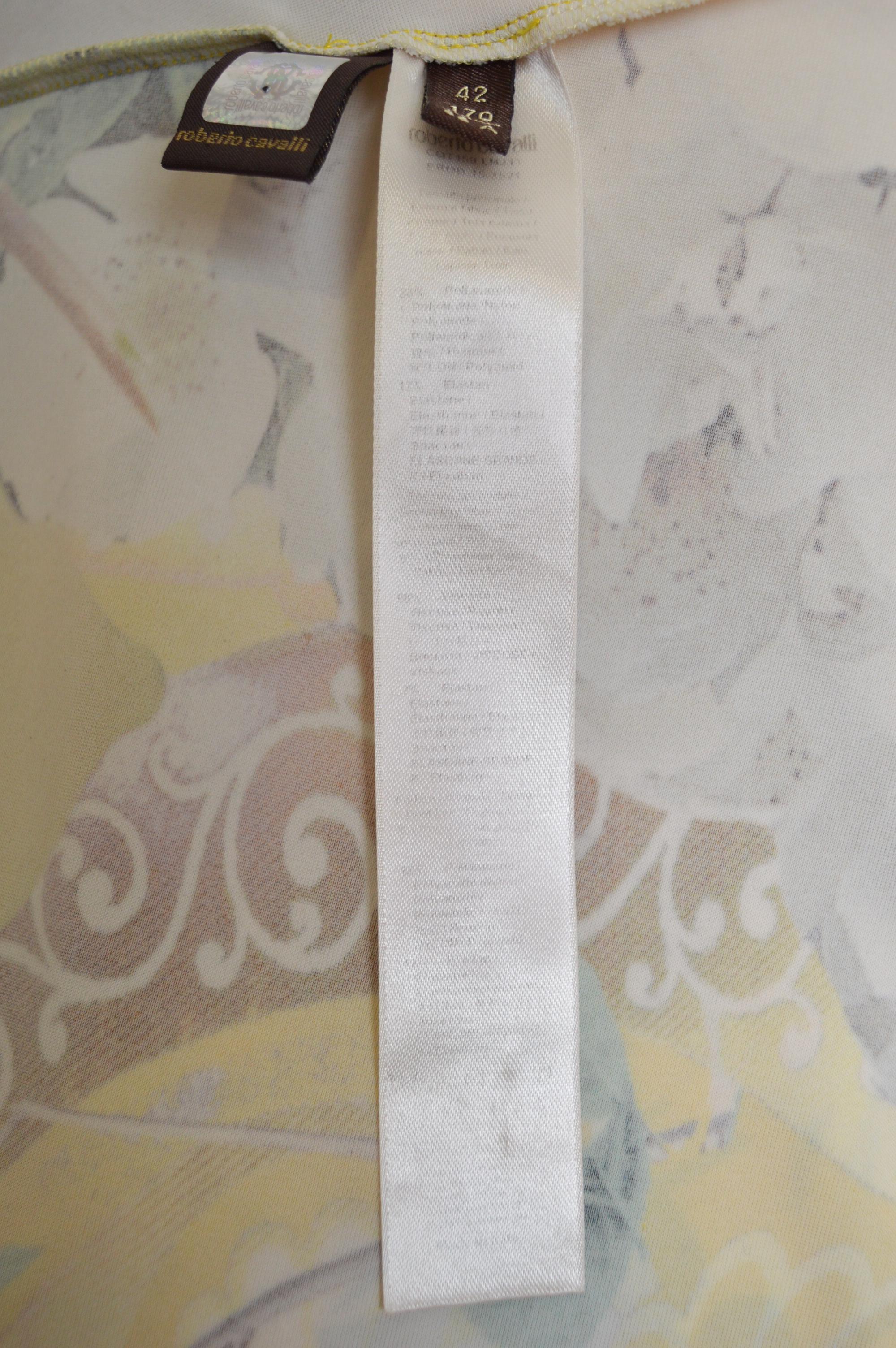 Roberto Cavalli Backless Vintage Yellow Fantasy Print Cross back maxi dress For Sale 13