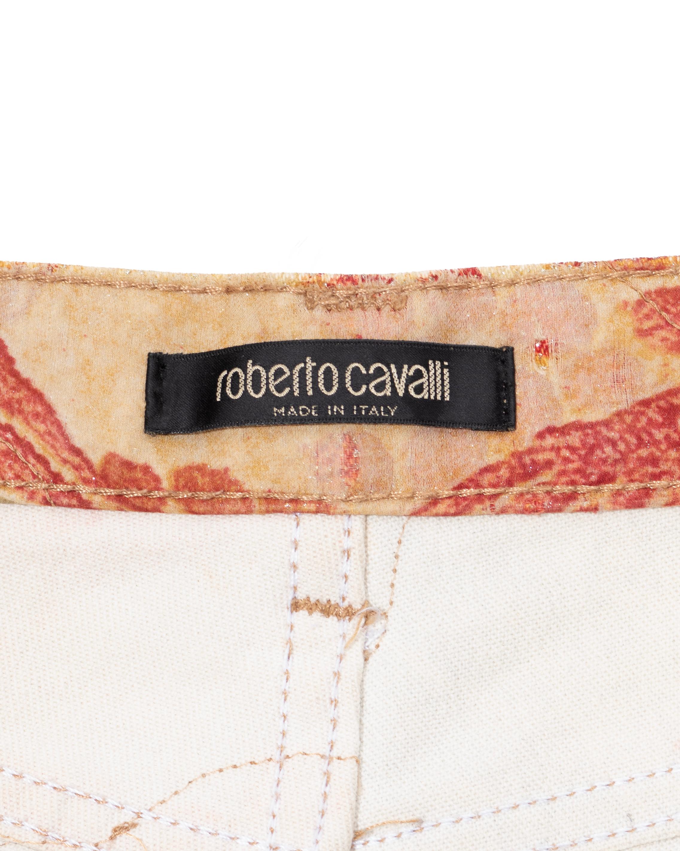 Roberto Cavalli Baroque Cotton Pants With Distressed Silk Overlay, fw 2001 For Sale 6