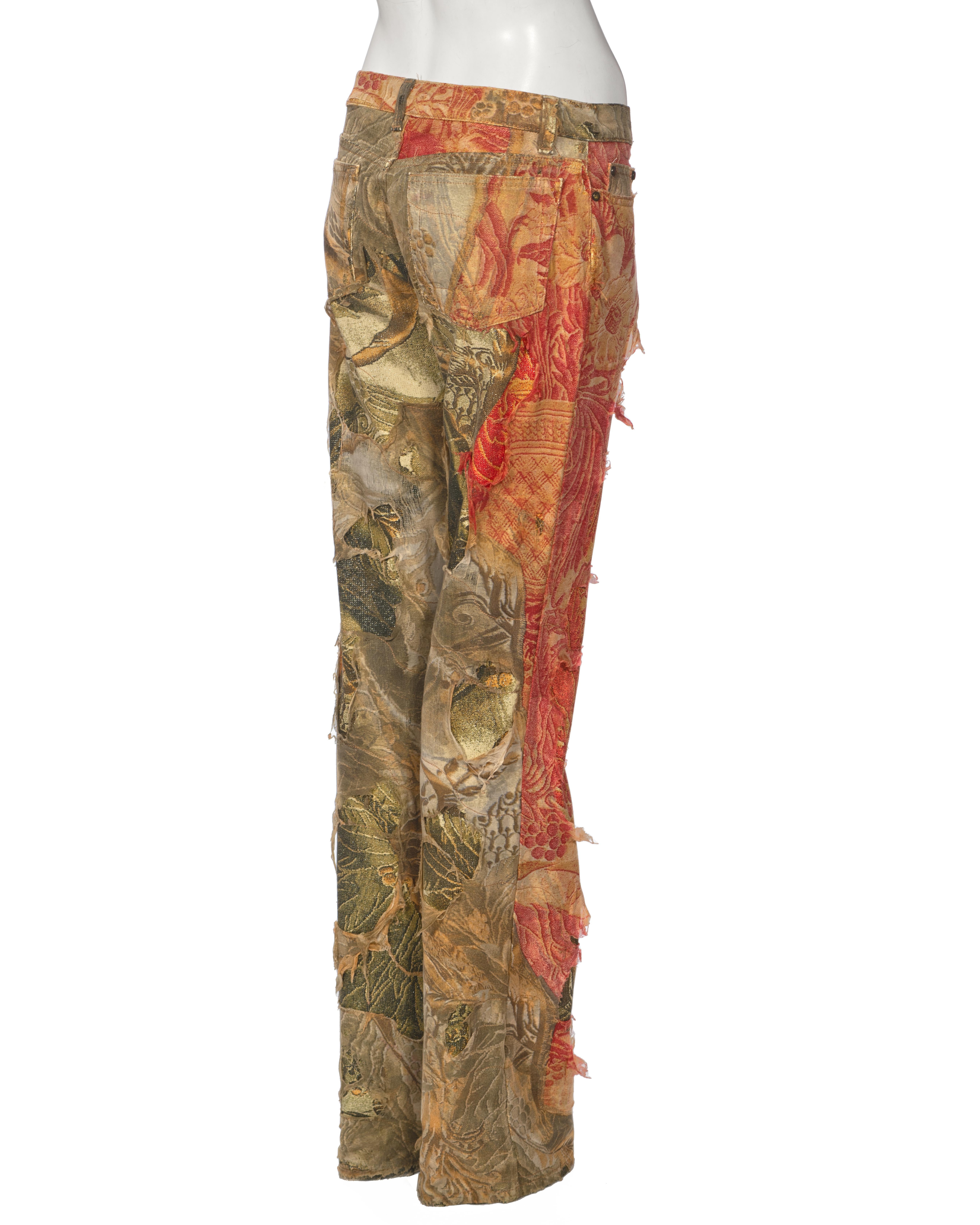 Roberto Cavalli Baroque Cotton Pants With Distressed Silk Overlay, fw 2001 For Sale 2