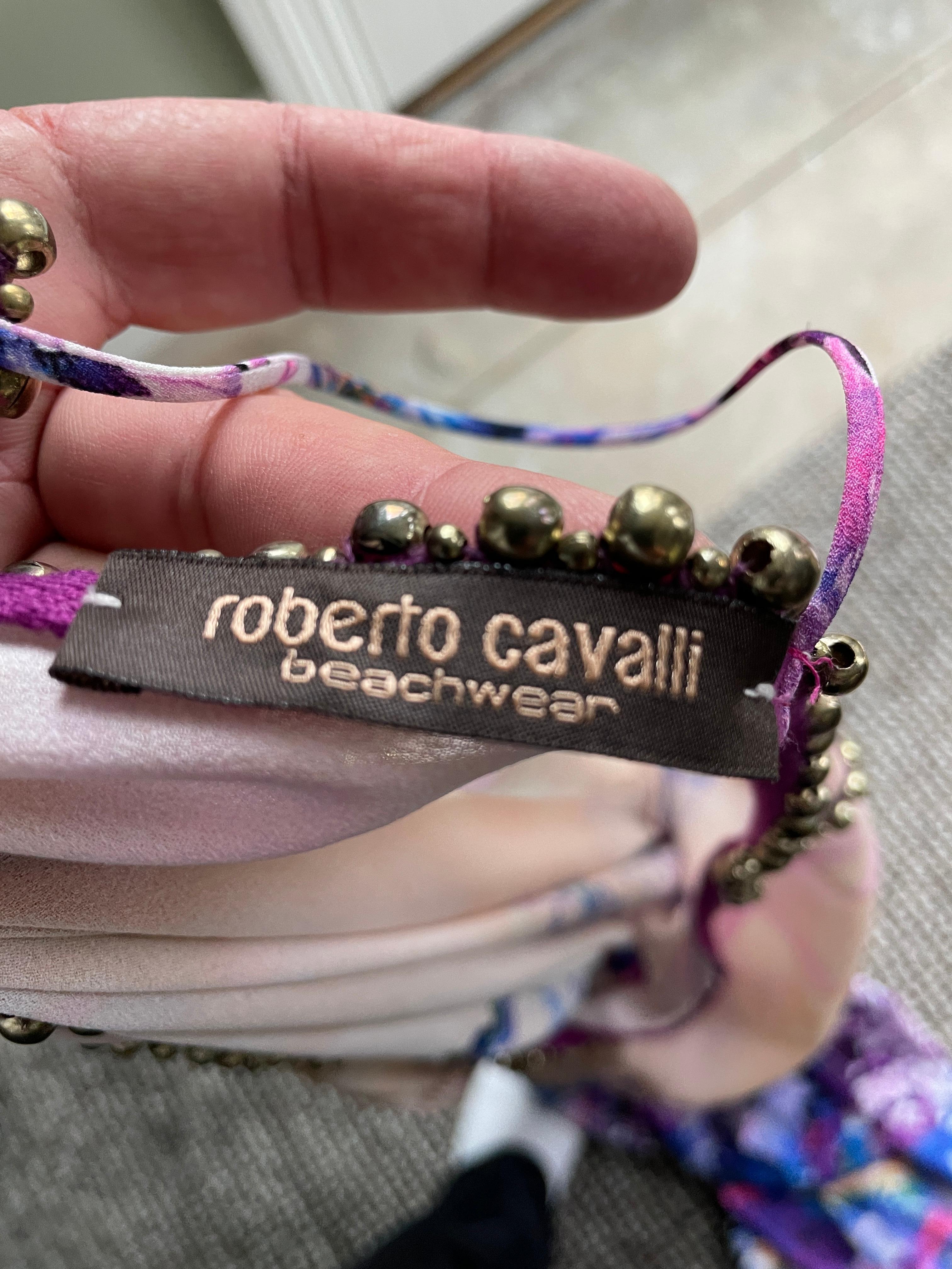 Roberto Cavalli Beachwear Vintage Caftan Dress with Beaded Trim For Sale 5