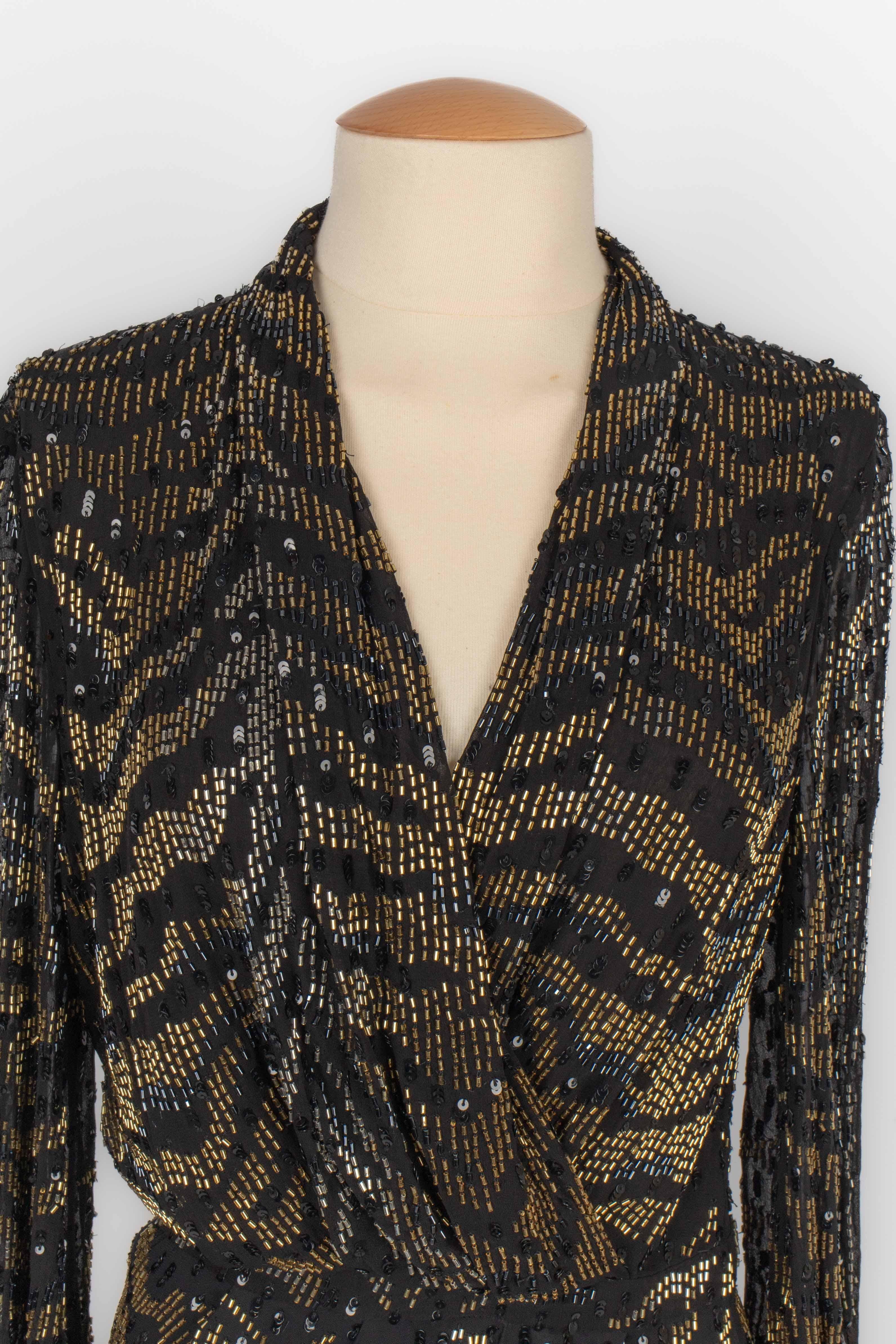 Black Roberto Cavalli beaded dress For Sale