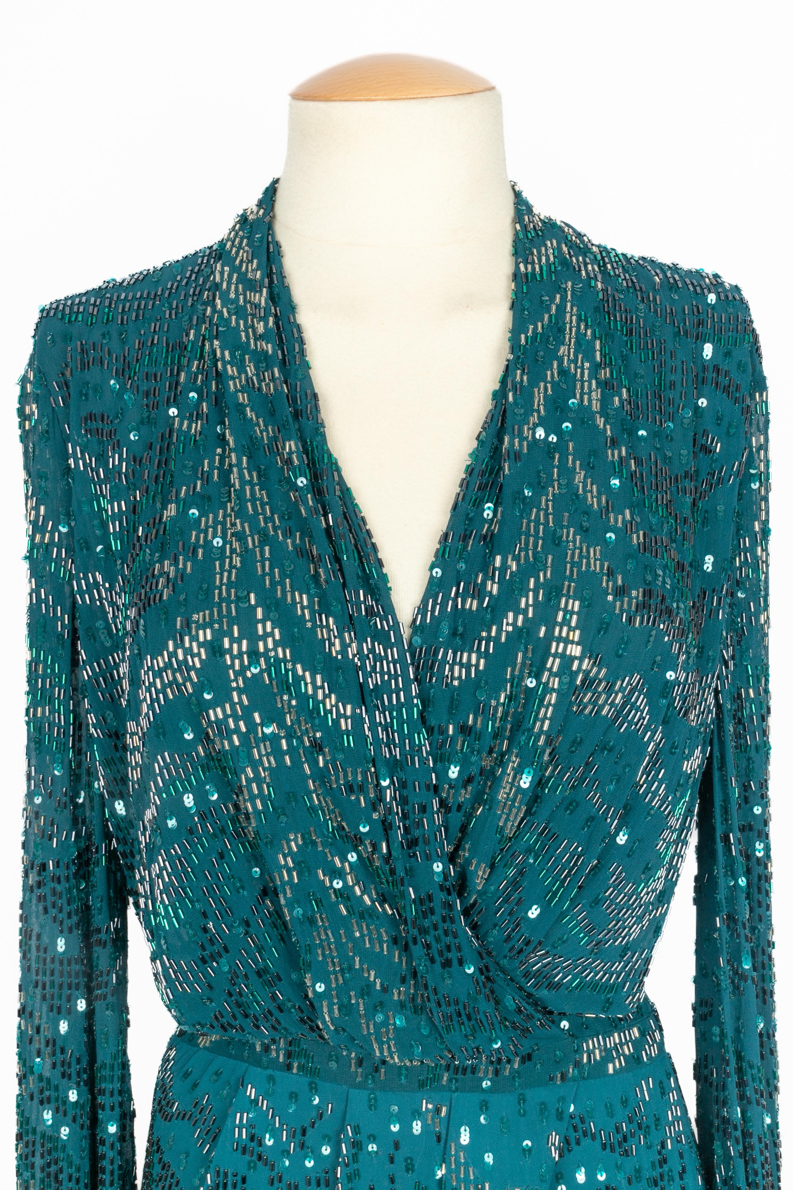 Blu Abito con perline di Roberto Cavalli in vendita