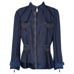 Perlenbesetzte marineblaue Jacke von Roberto Cavalli