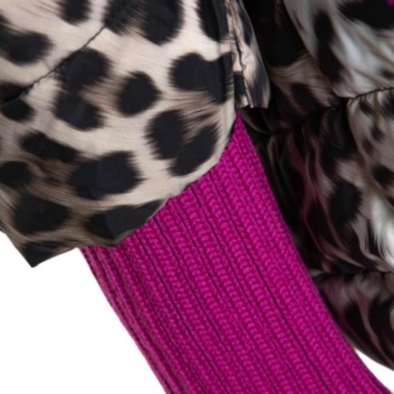 Roberto Cavalli Beige Animal Print Gesteppte Jacke mit Fellfutter M im Zustand „Gut“ im Angebot in Dubai, Al Qouz 2