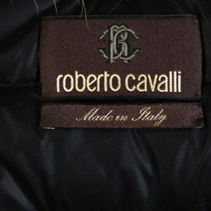 Roberto Cavalli Beige Animal Print Gesteppte Jacke mit Fellfutter M im Angebot 2