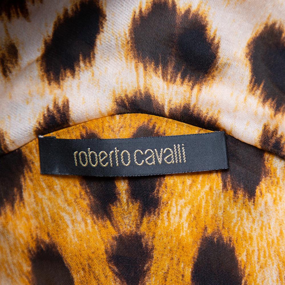 Roberto Cavalli Beige Animal Printed Silk Sheer Shirt & Asymmetric Hem MaxiSkirt 1