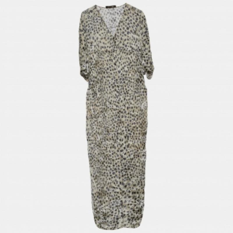 Roberto Cavalli Beige Animal Printed Velour Sheer Kaftan Maxi Dress M In Good Condition For Sale In Dubai, Al Qouz 2