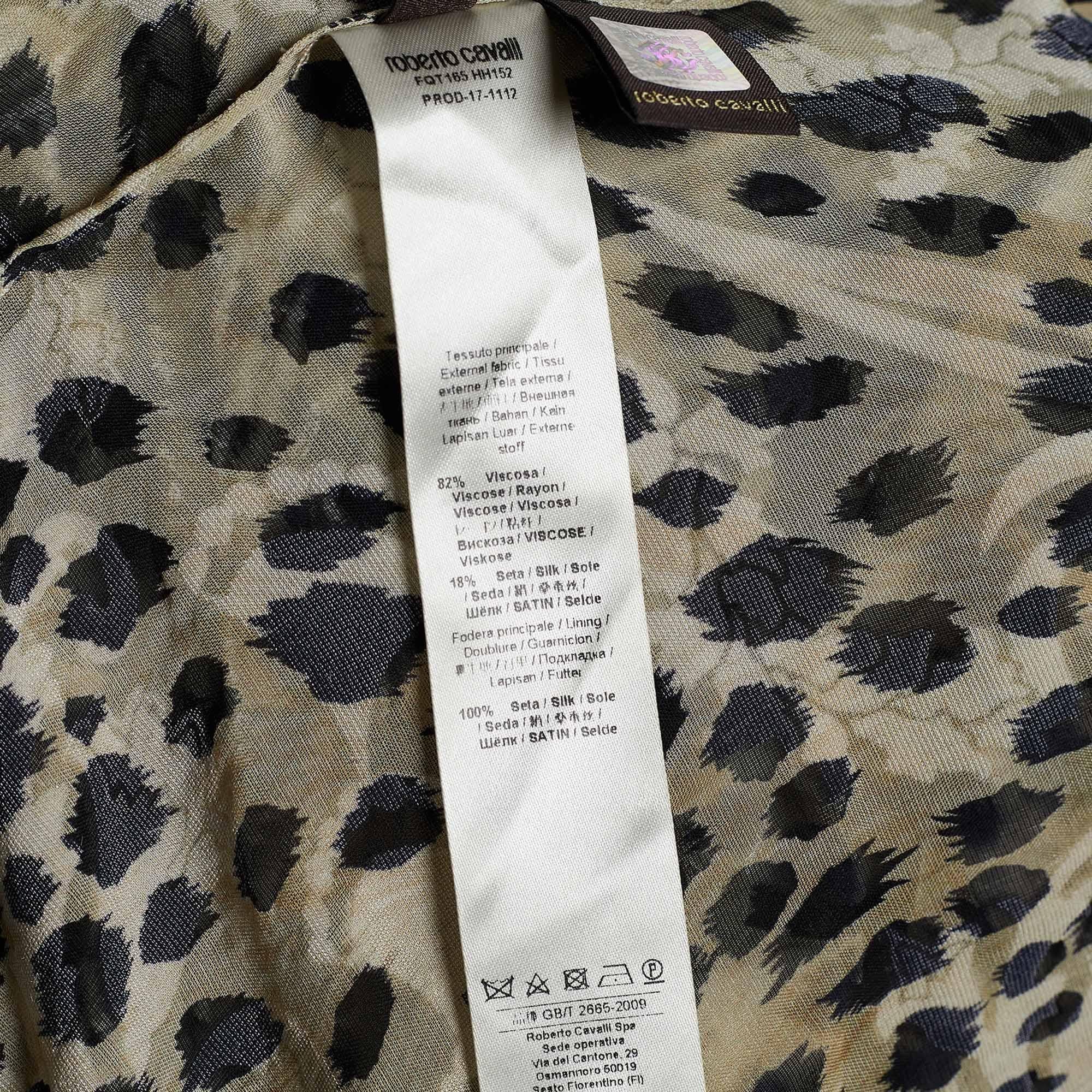 Roberto Cavalli Beige Animal Printed Velour Sheer Kaftan Maxi Dress M 1
