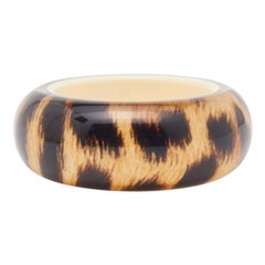 Roberto Cavalli Bracciale largo in resina beige/nero con stampa leopardo