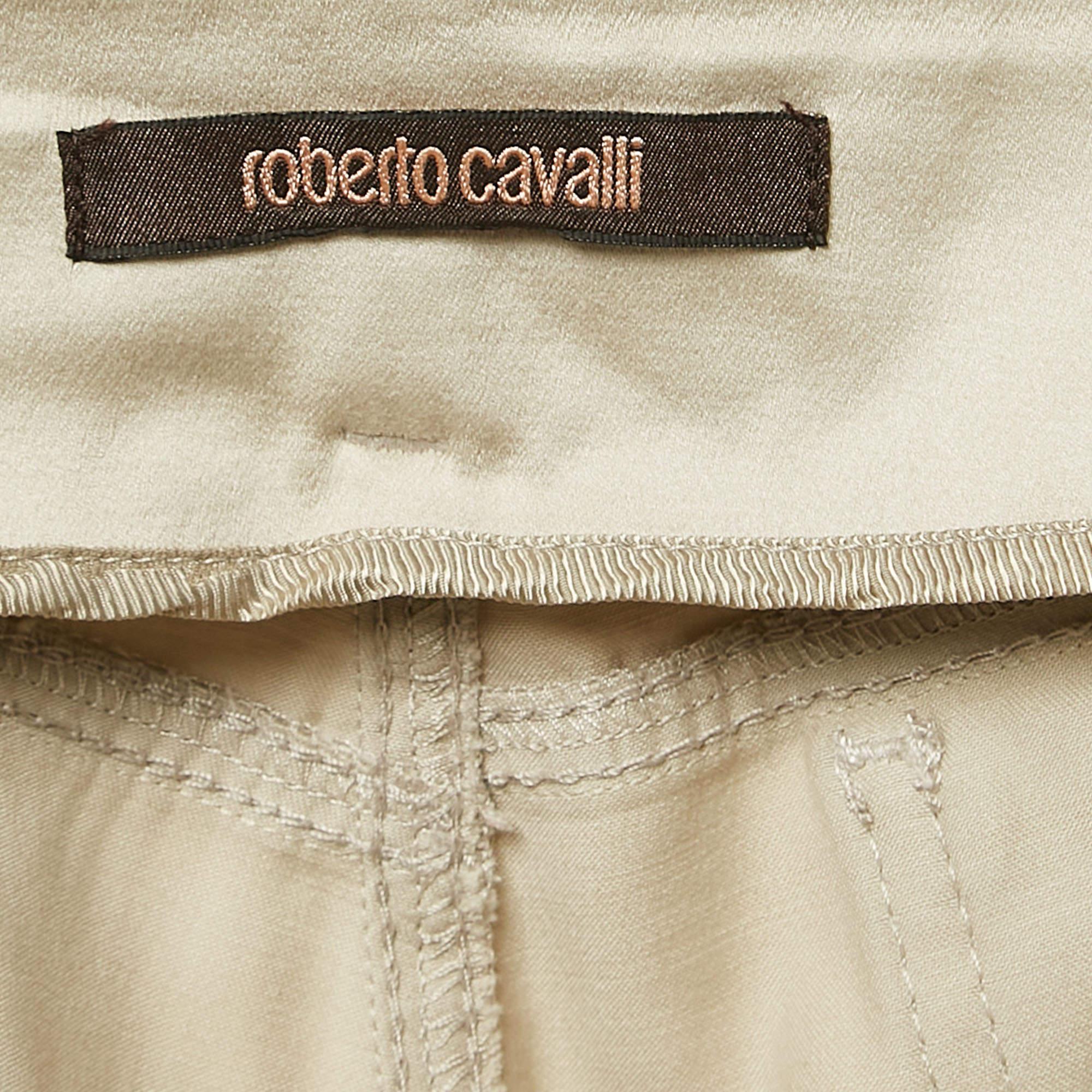 Pantalon à manches larges en coton beige Roberto Cavalli M Bon état - En vente à Dubai, Al Qouz 2