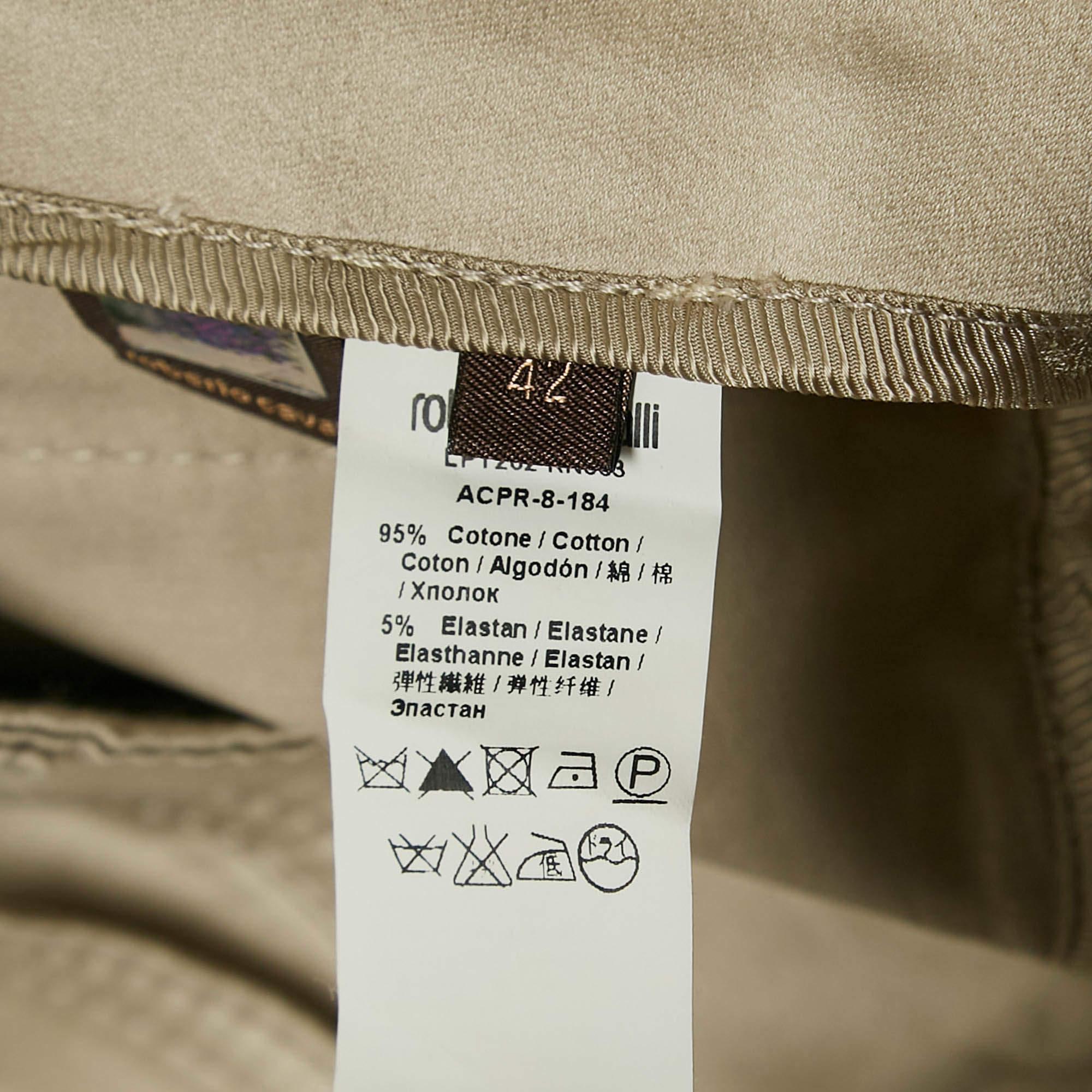 Pantalon à manches larges en coton beige Roberto Cavalli M Pour femmes en vente