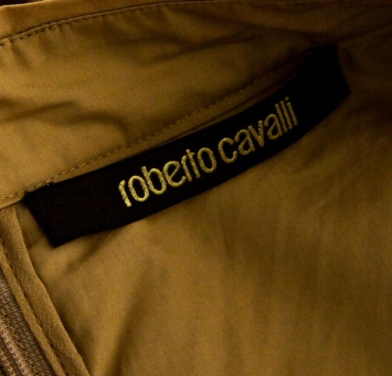 Roberto Cavalli Minifalda plisada de algodón bordado beige S en venta 1