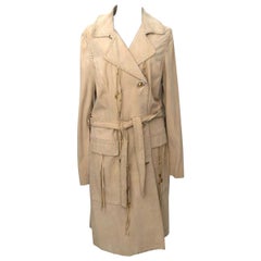 Roberto Cavalli Beige Fringes Trenchcoat