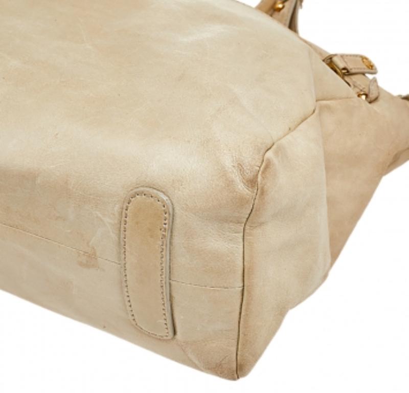 Roberto Cavalli Borsa a manico superiore in pelle beige a tasche multiple in vendita 5