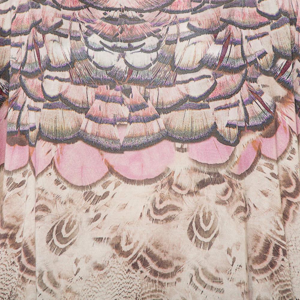 Roberto Cavalli Beige Printed Silk Knit Oversized Sweatshirt M 1