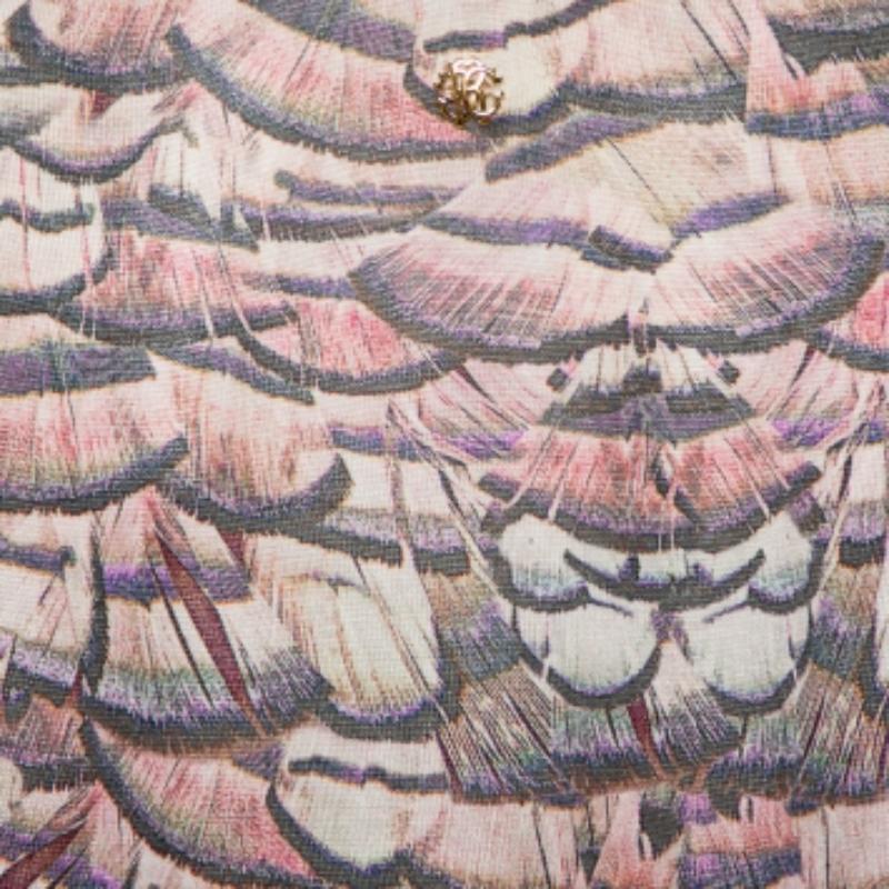 Roberto Cavalli Beige Printed Silk Knit Oversized Sweatshirt M For Sale 2