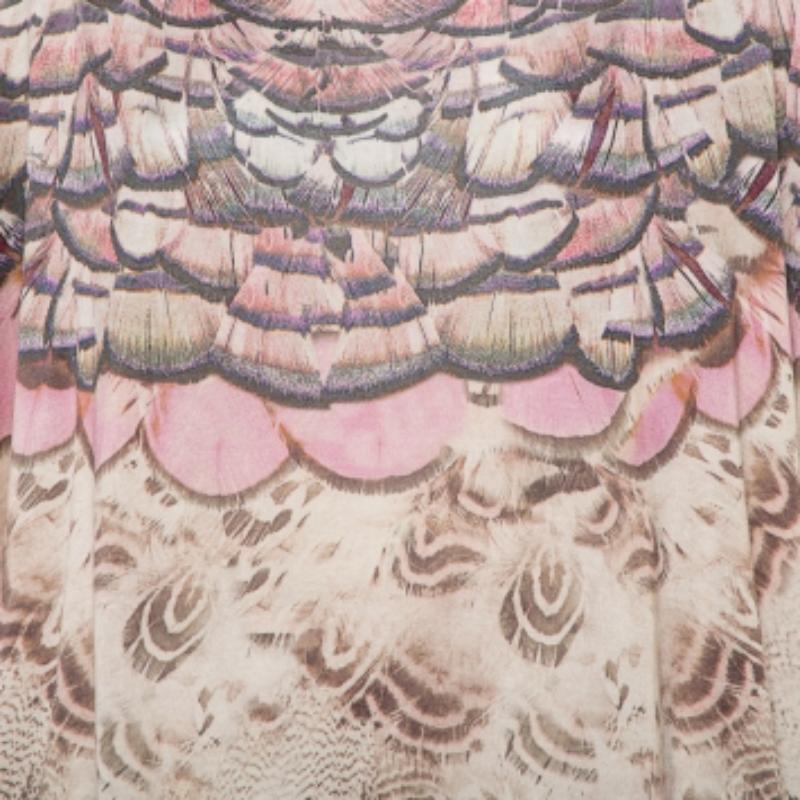 Roberto Cavalli Beige Printed Silk Knit Oversized Sweatshirt M For Sale 3