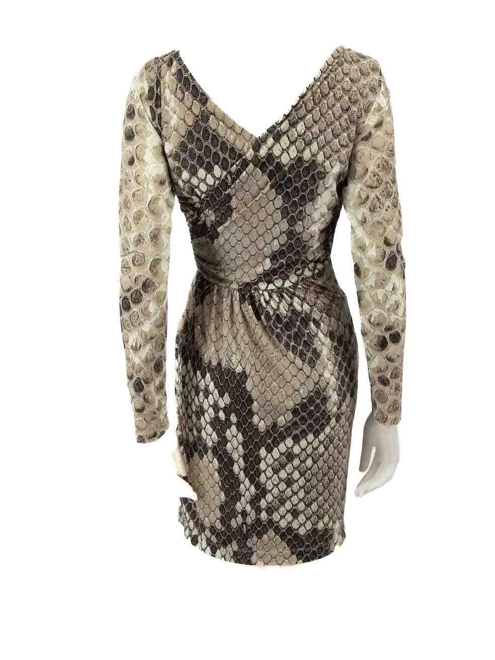 Roberto Cavalli Beige Python Print Mini Dress Size S In New Condition For Sale In London, GB