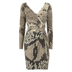 Roberto Cavalli Beige Python Print Mini Dress Size S