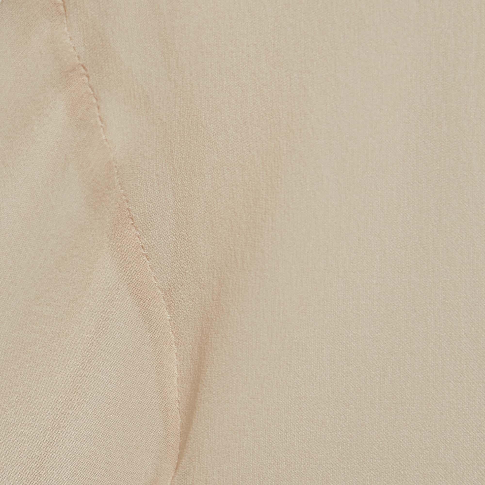Women's Roberto Cavalli Beige Silk Fringed Shirt L For Sale