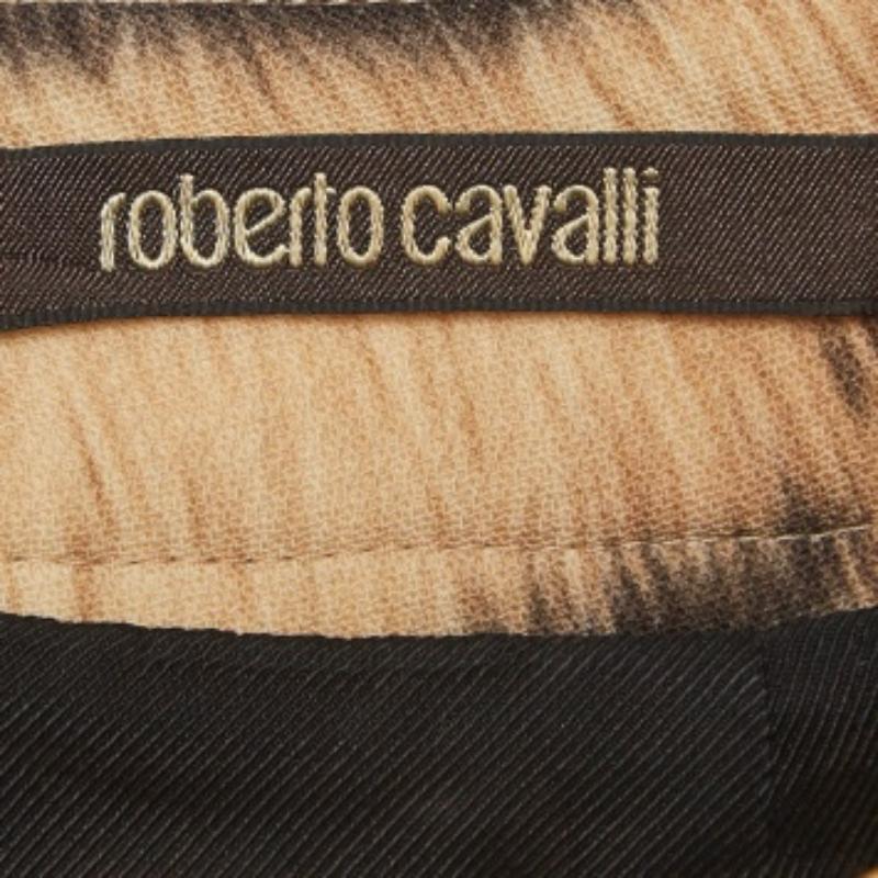 Roberto Cavalli Minifalda de lana polar con estampado de tigre beige M en Bueno estado para la venta en Dubai, Al Qouz 2