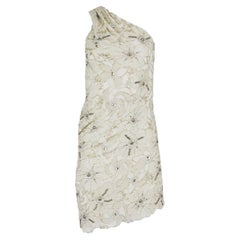 Roberto Cavalli Belted One Shoulder Embellished Silk Mini Dress It 38 Uk 6