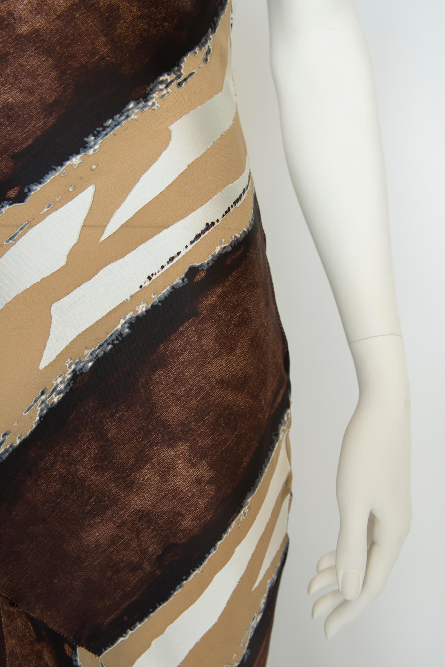 Roberto Cavalli - Robe-culotte semi-transparente en satin de soie coupée en biais en vente 1