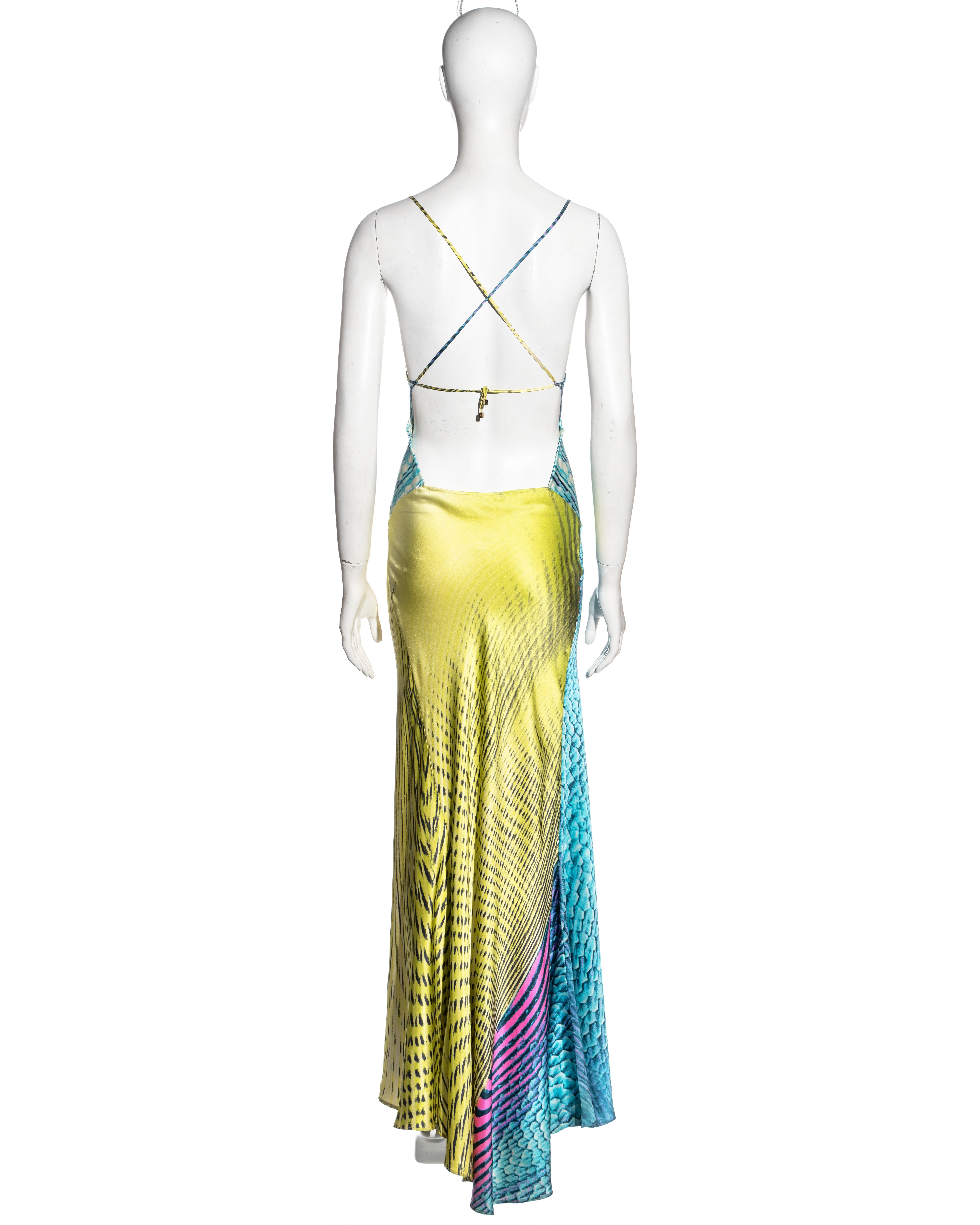 Roberto Cavalli bias cut silk open-back evening dress, ss 2001 For Sale 1