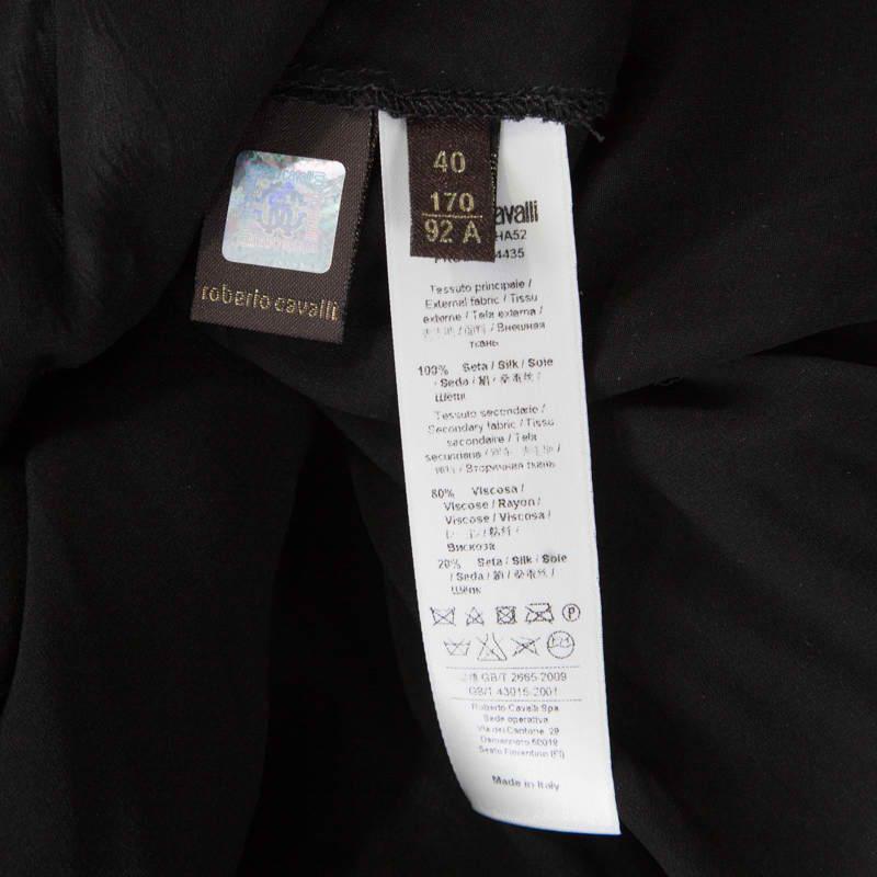 Roberto Cavalli Black and Brown Animal Printed Silk Pleated Sleeveless Dress S 1
