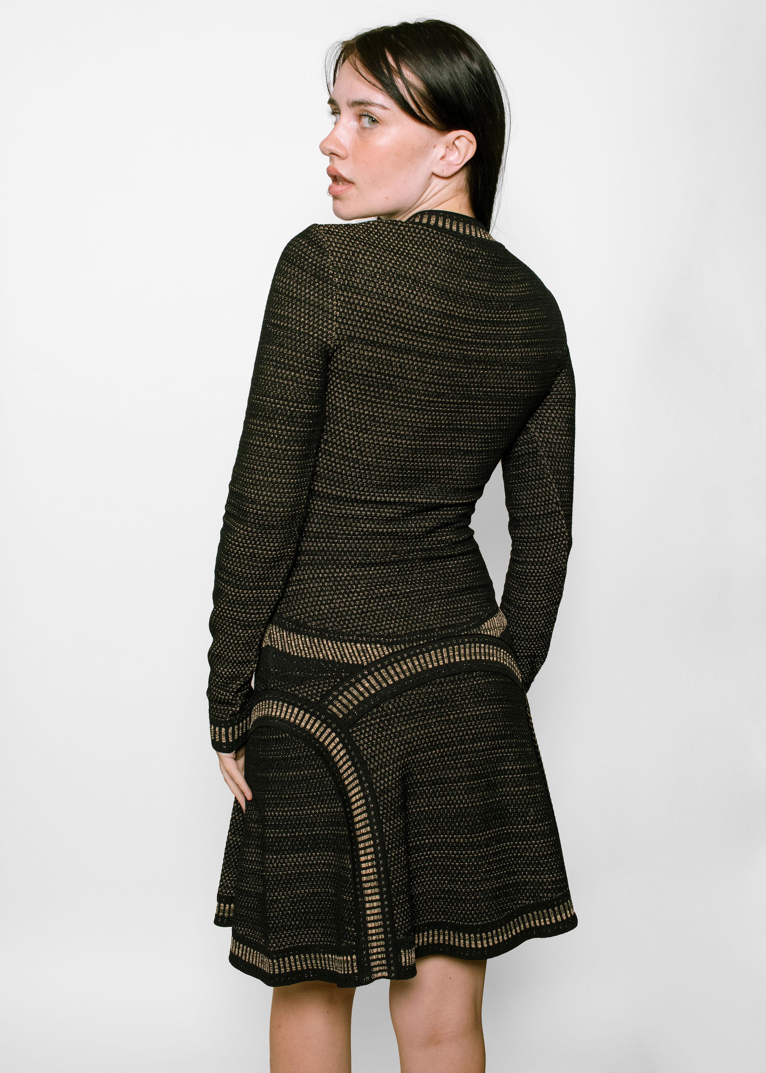 Roberto Cavalli Black and Gold Knit Dress In Excellent Condition In Los Angeles, CA