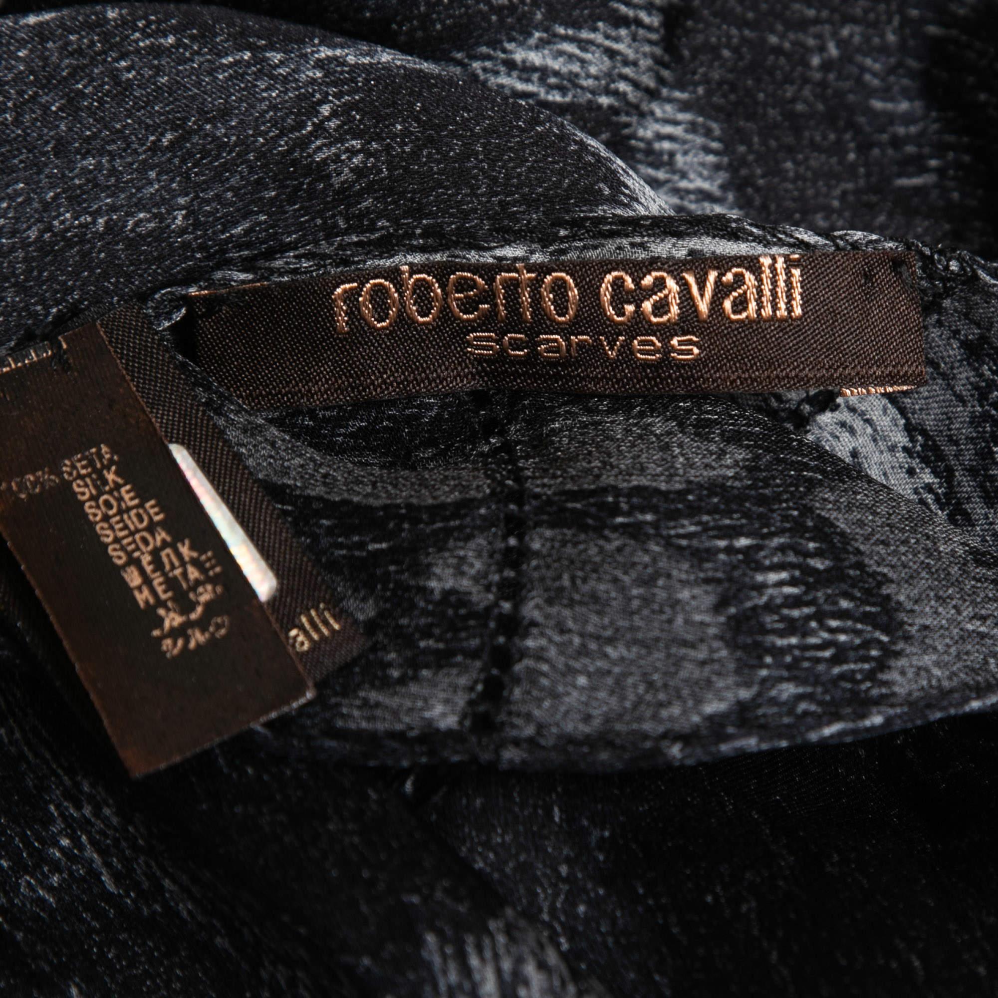 Roberto Cavalli Black Animal Print Silk Stole For Sale 2