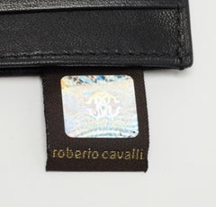 Roberto Cavalli Black/Blue Python Embossed Leather Card Holder