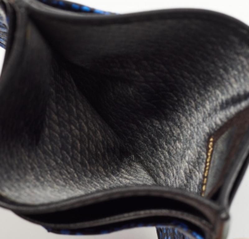 Roberto Cavalli Tarjetero de piel repujada pitón negro/azul en venta 4