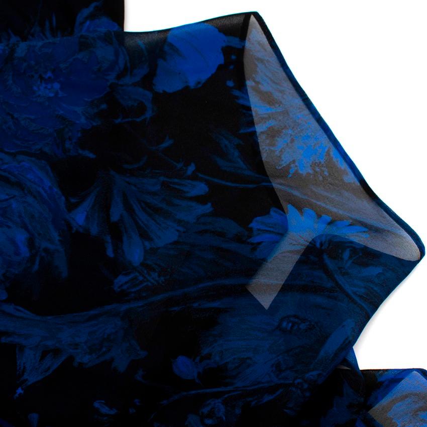 Roberto Cavalli Black & Blue Sheer Floral Pattern Top - Size Estimated XS For Sale 1