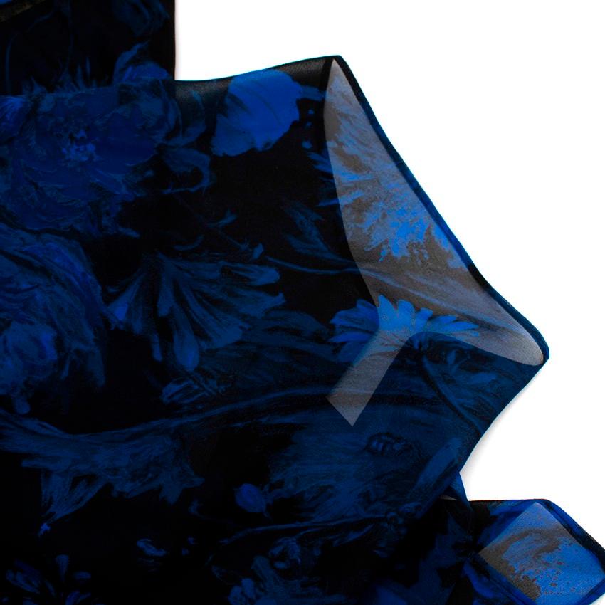 Roberto Cavalli Black & Blue Sheer Floral Pattern Top - Size Estimated XS For Sale 2