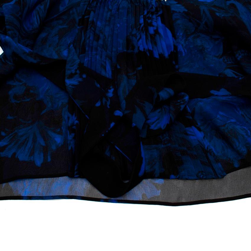 Roberto Cavalli Black & Blue Sheer Floral Pattern Top - Size Estimated XS For Sale 5