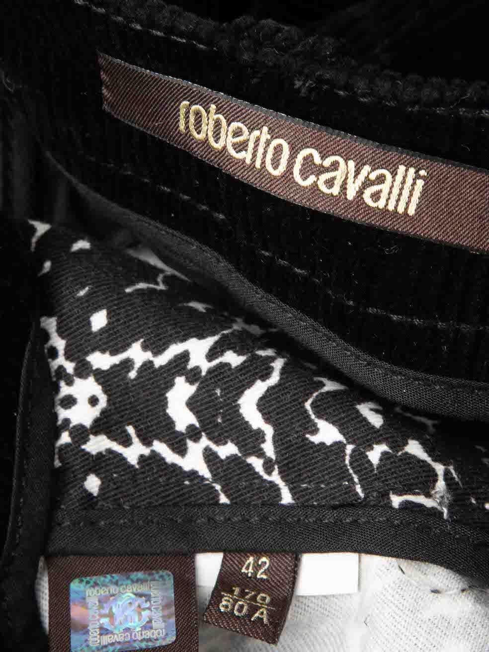 Roberto Cavalli Pantalon en velours côtelé noir imprimé vache Taille M Pour femmes en vente